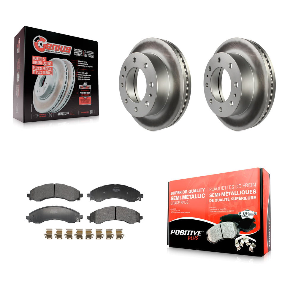 Front Coated Brake Rotor Semi-Metallic Pad Kit For GMC Savana 3500 Chevrolet Express 4500 KGF-103257