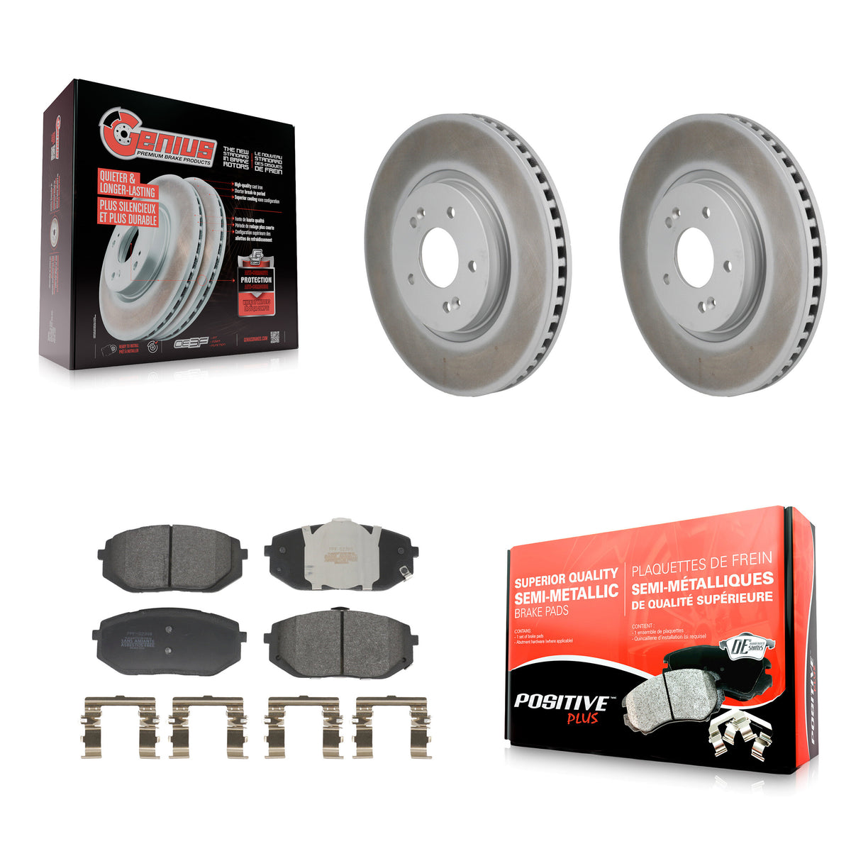 Front Coat Brake Rotors Semi-Metallic Pad Kit For Hyundai Tucson Kia Sportage Ioniq 5 EV6 KGF-103265