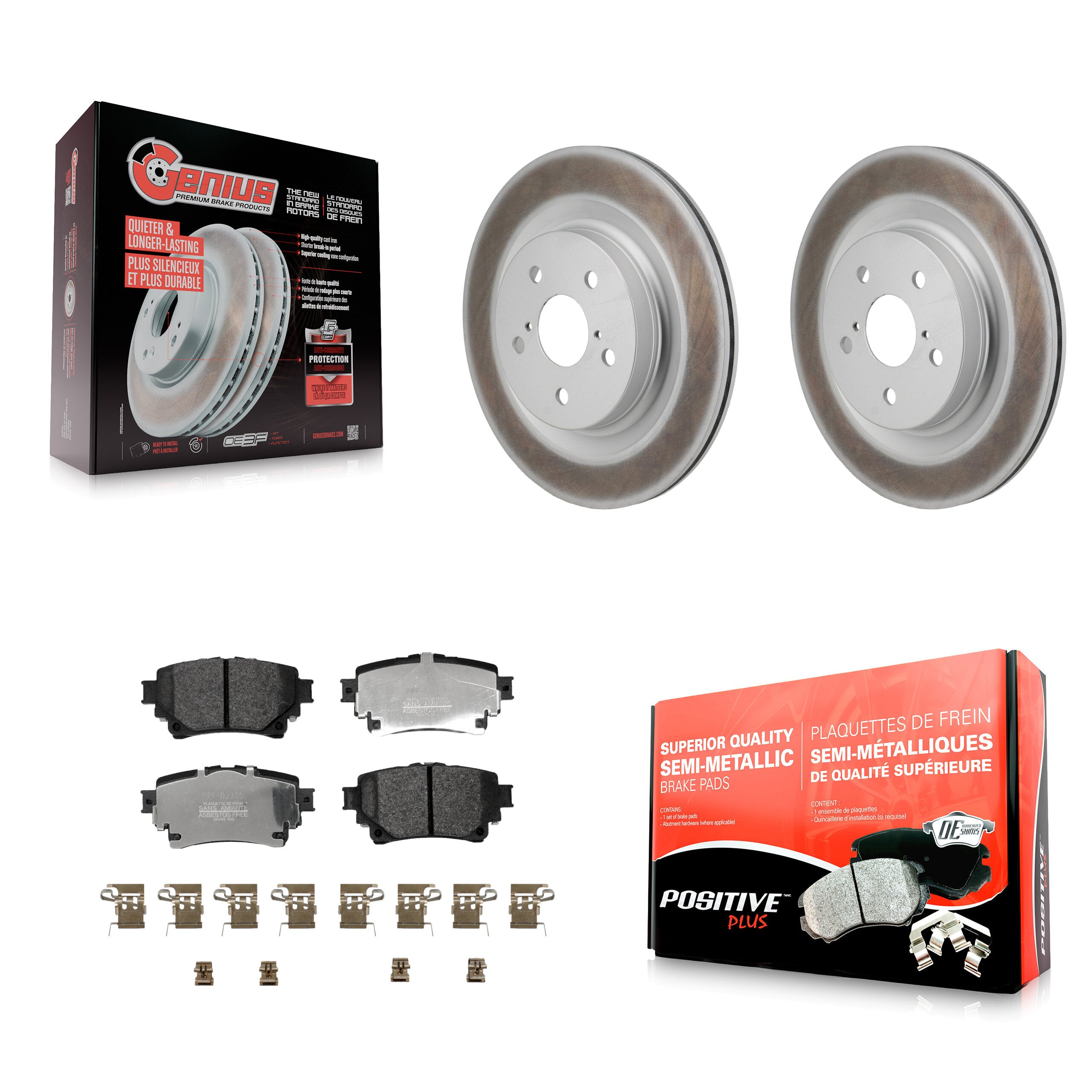 Rear Coated Brake Rotor & Semi-Metallic Pad Kit For Toyota Sienna Lexus RAV4 Prime NX350h KGF-103279