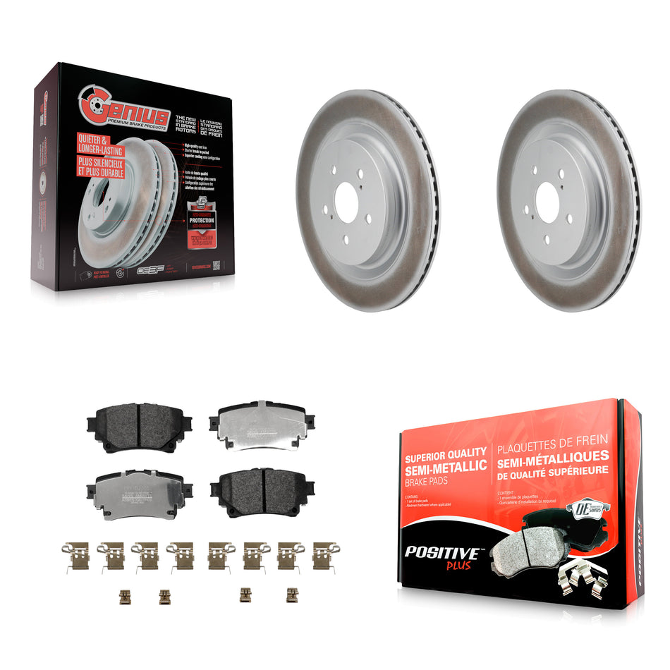 Rear Coat Disc Brake Rotor Semi-Metallic Pad Kit For Toyota Highlander Lexus RX350h RX350 KGF-103280