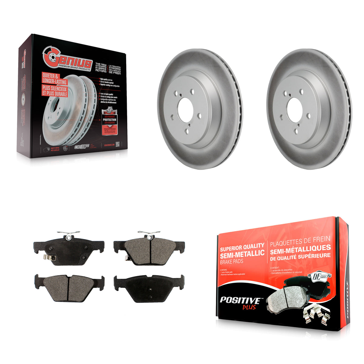 Rear Coated Disc Brake Rotors And Semi-Metallic Pads Kit For Subaru Crosstrek KGF-103284