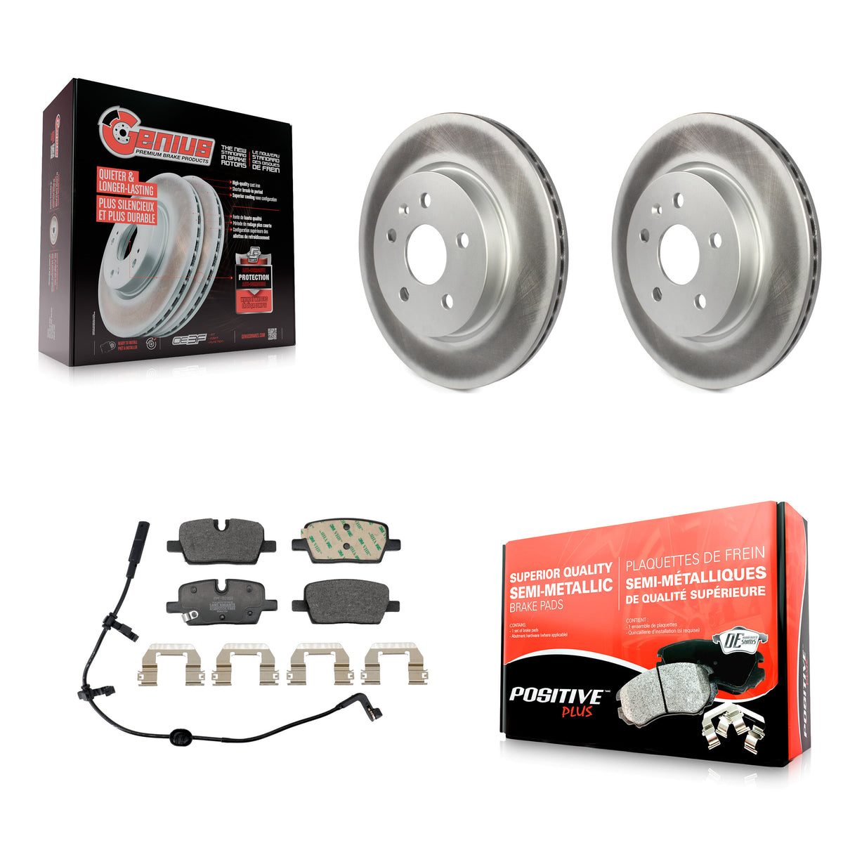 Rear Coated Disc Brake Rotors And Semi-Metallic Pads Kit For Cadillac CT5 KGF-103297