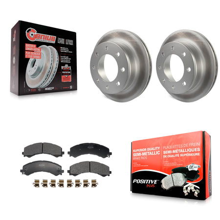 Rear Coated Disc Brake Rotors Semi-Metallic Pad Kit For GMC Savana 2500 Chevrolet Express KGF-103317