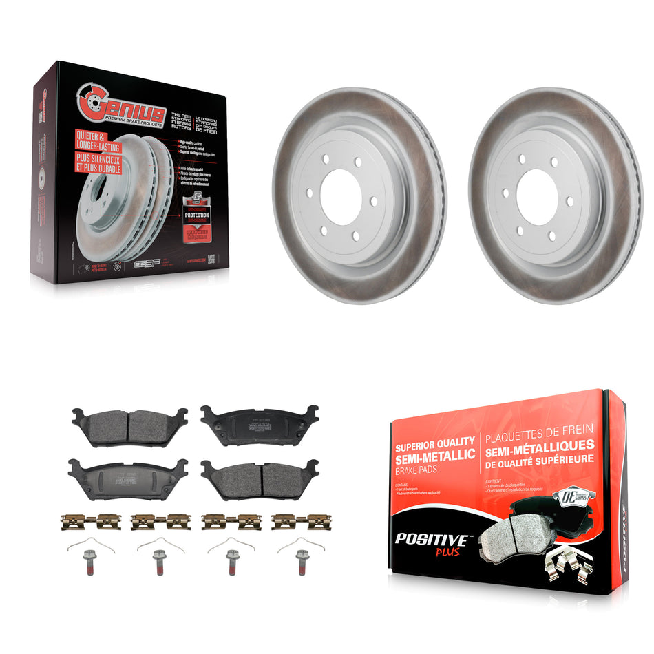 Rear Coated Disc Brake Rotors And Semi-Metallic Pads Kit For Ford F-150 Lightning KGF-103319