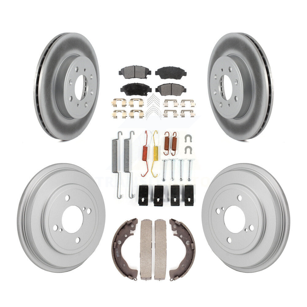 Front Rear Coat Disc Brake Rotor Semi-Metallic Pad Drum Kit (7Pc) For 2015-2020 Honda Fit KGF-103329
