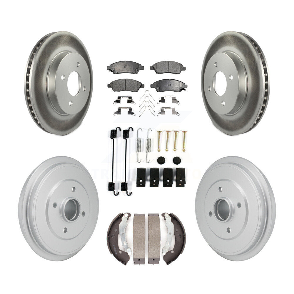 Front Rear Coat Brake Rotors Semi-Metallic Pad Drum Kit (7Pc) For Nissan Micra Versa Note KGF-103336