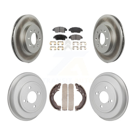 Front Rear Coated Disc Brake Rotors Semi-Metallic Pads And Drum Kit For 2013 Honda Fit DX KGF-103339