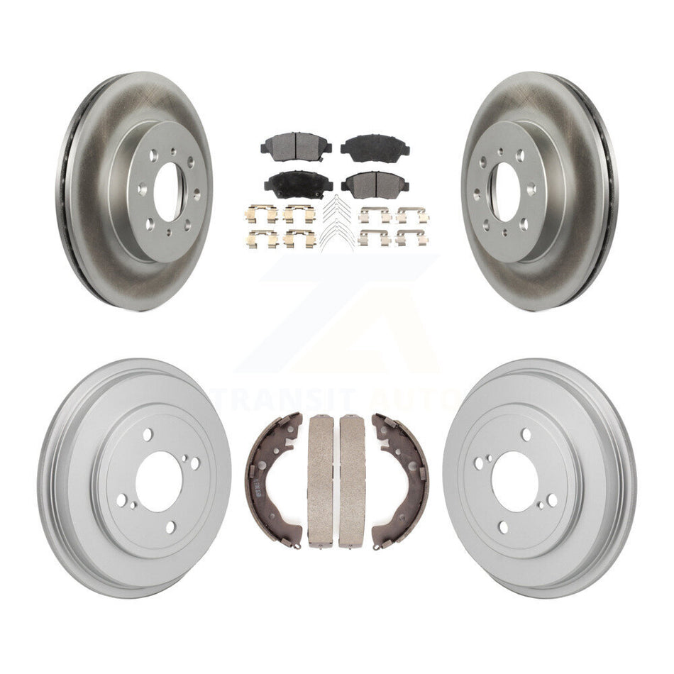 Front Rear Coated Disc Brake Rotors Semi-Metallic Pads And Drum Kit For 2013 Honda Fit DX KGF-103339