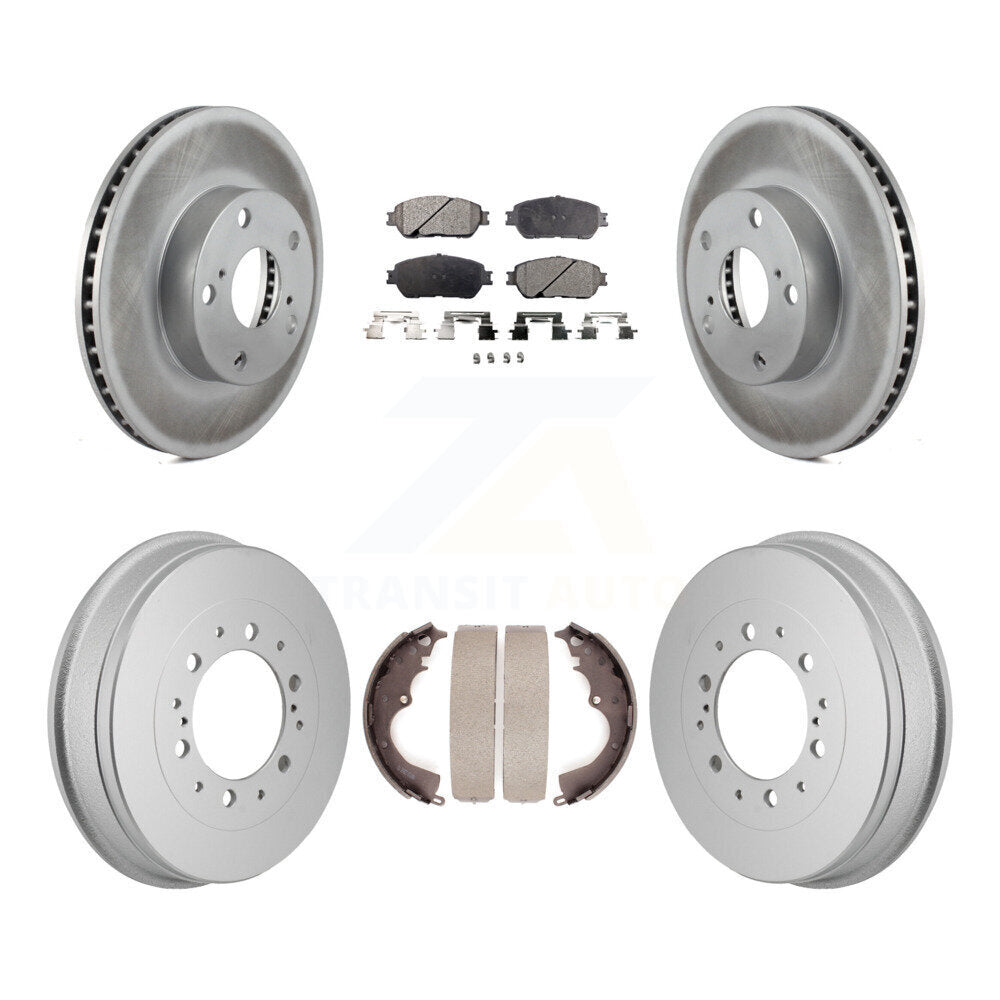 Front Rear Coated Disc Brake Rotors Semi-Metallic Pad Drum Kit For 2015 Toyota Tacoma 4WD KGF-103342