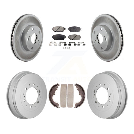 Front Rear Coated Disc Brake Rotors Semi-Metallic Pad Drum Kit For 2015 Toyota Tacoma 4WD KGF-103342