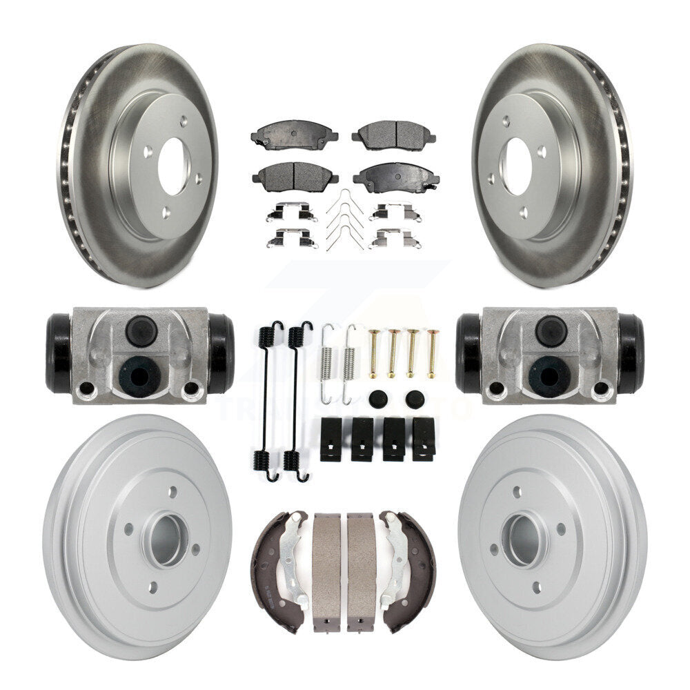Front Rear Coat Brake Rotors Semi-Metallic Pad Drum Kit (9Pc) For Nissan Micra Versa Note KGF-103347