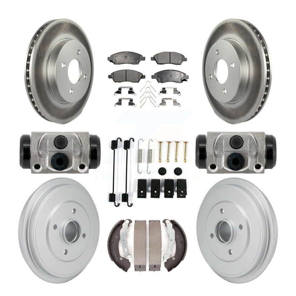 Front Rear Coat Brake Rotors Semi-Metallic Pad Drum Kit (9Pc) For Nissan Micra Versa Note KGF-103347