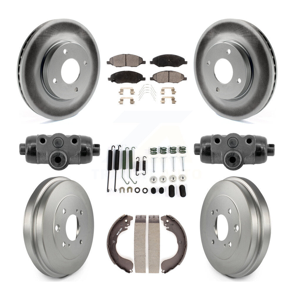 Front Rear Coat Brake Rotor Semi-Metallic Pad Drum Kit (9Pc) For Nissan Versa 4-Wheel ABS KGF-103348