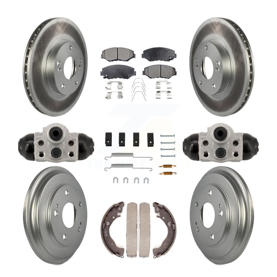 Front Rear Coated Disc Brake Rotors Semi-Metallic Pads And Drum Kit (9Pc) For Honda Civic KGF-103349