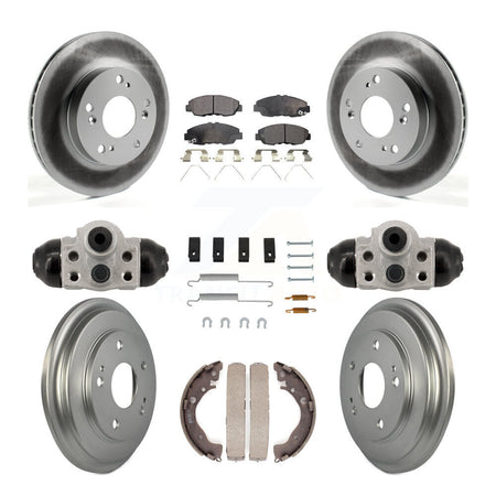 Front Rear Coated Disc Brake Rotors Semi-Metallic Pads And Drum Kit (9Pc) For Honda Civic KGF-103350