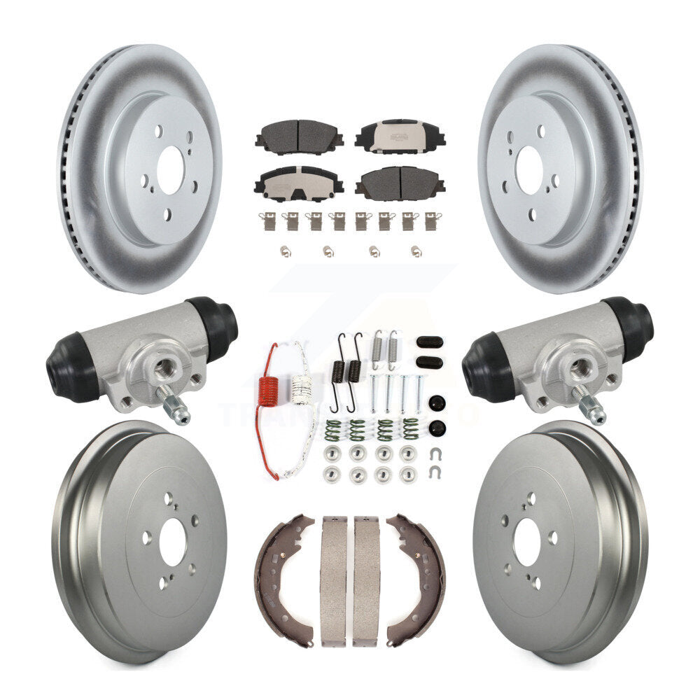 Front Rear Coat Brake Rotor Semi-Metallic Pad Drum Kit (9Pc) For 2019 Toyota Corolla 2.0L KGF-103352