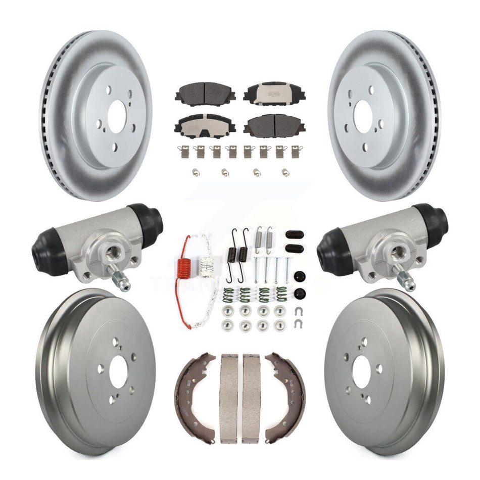 Front Rear Coat Brake Rotor Semi-Metallic Pad Drum Kit (9Pc) For 2019 Toyota Corolla 2.0L KGF-103352