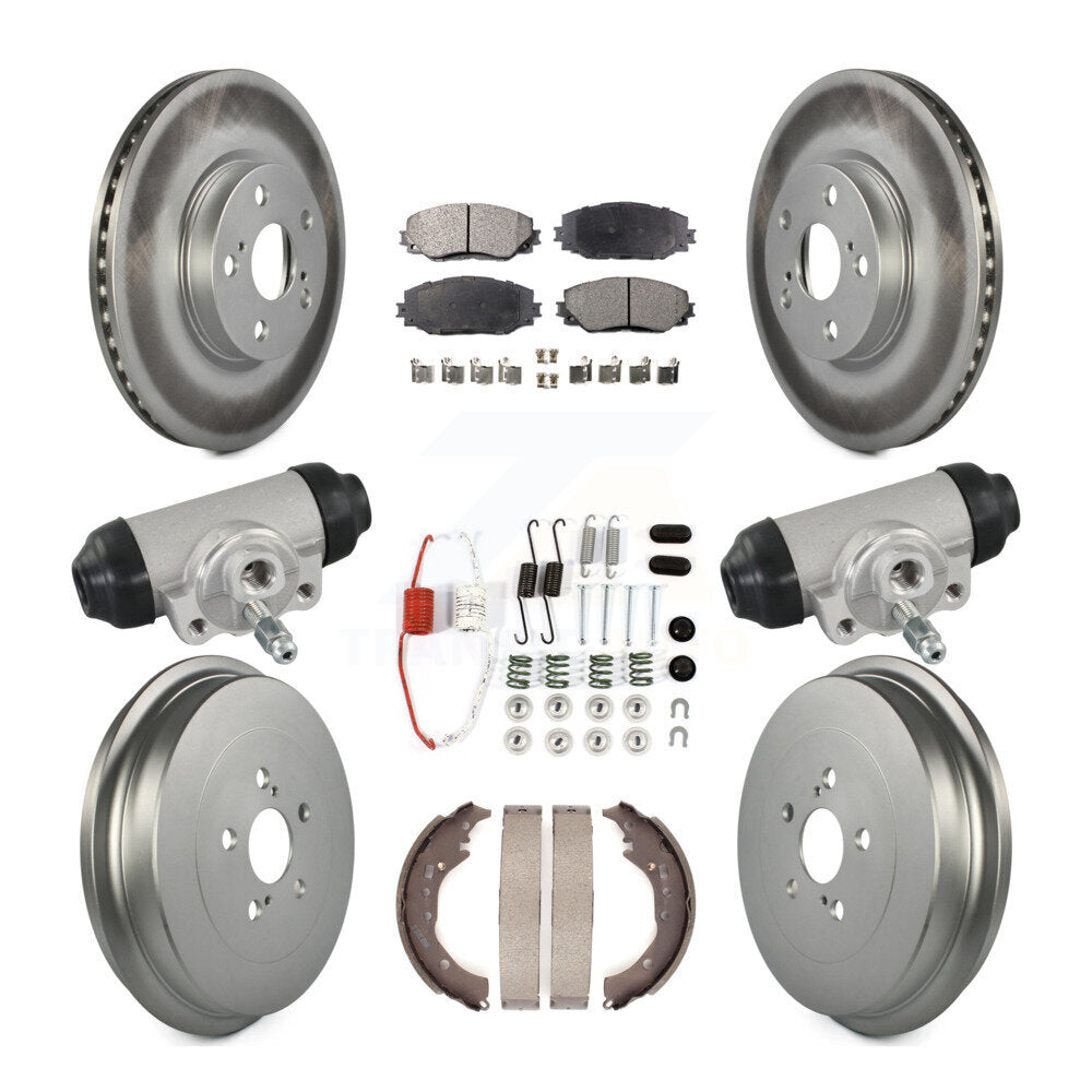 Front Rear Coated Disc Brake Rotors Semi-Metallic Pad & Drum Kit (9Pc) For Toyota Corolla KGF-103353