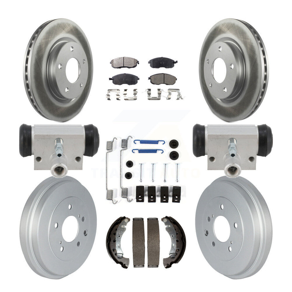 Front Rear Coated Disc Brake Rotor Semi-Metallic Pad And Drum Kit (9Pc) For Nissan Sentra KGF-103356