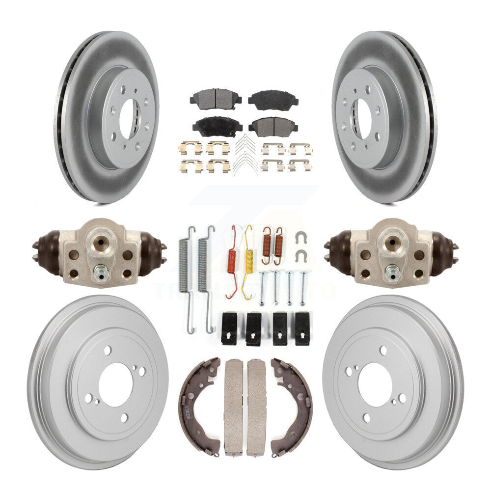 Front Rear Coat Disc Brake Rotor Semi-Metallic Pad Drum Kit (9Pc) For 2015-2019 Honda Fit KGF-103358