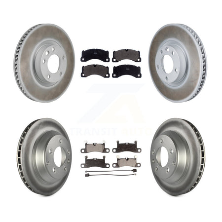 Front Rear Coated Brake Rotors Semi-Metallic Pad Kit (6Pc) For Volkswagen Touareg Porsche KGF-103361