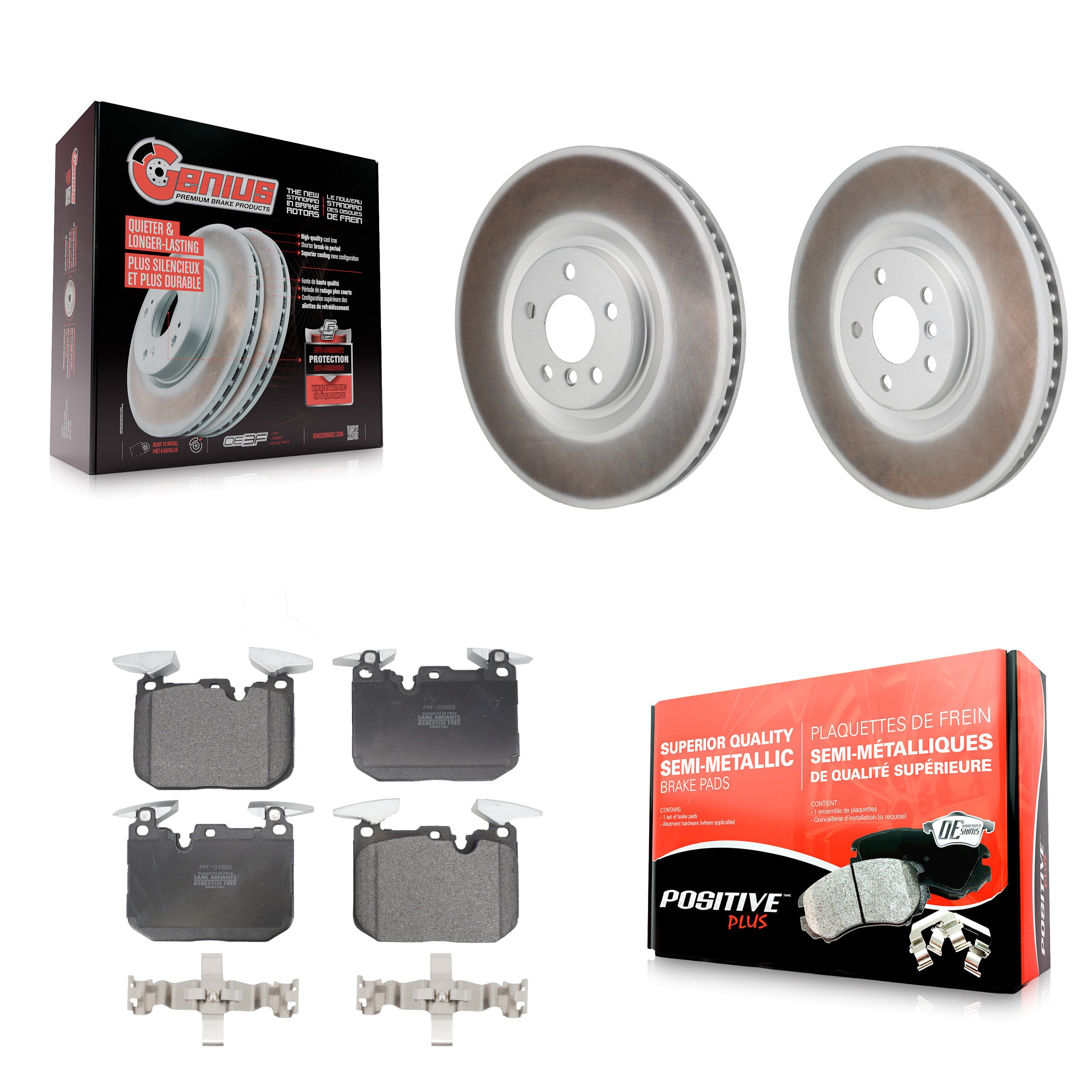 Front Coated Brake Rotors Semi-Metallic Pad Kit For 2021 Mini Cooper John Works GP KGF-103366