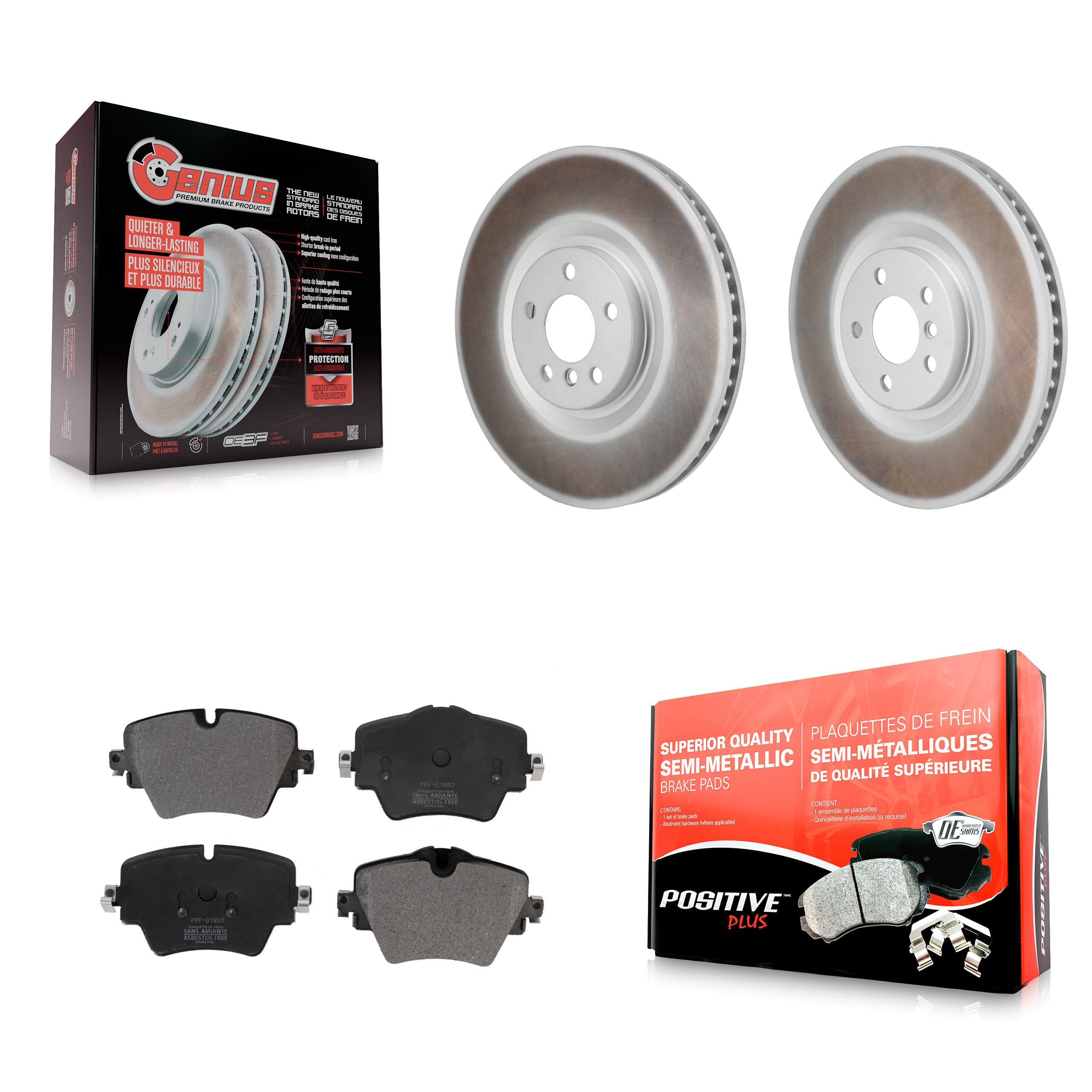 Front Coated Disc Brake Rotors And Semi-Metallic Pads Kit For BMW 228i Gran Coupe KGF-103367