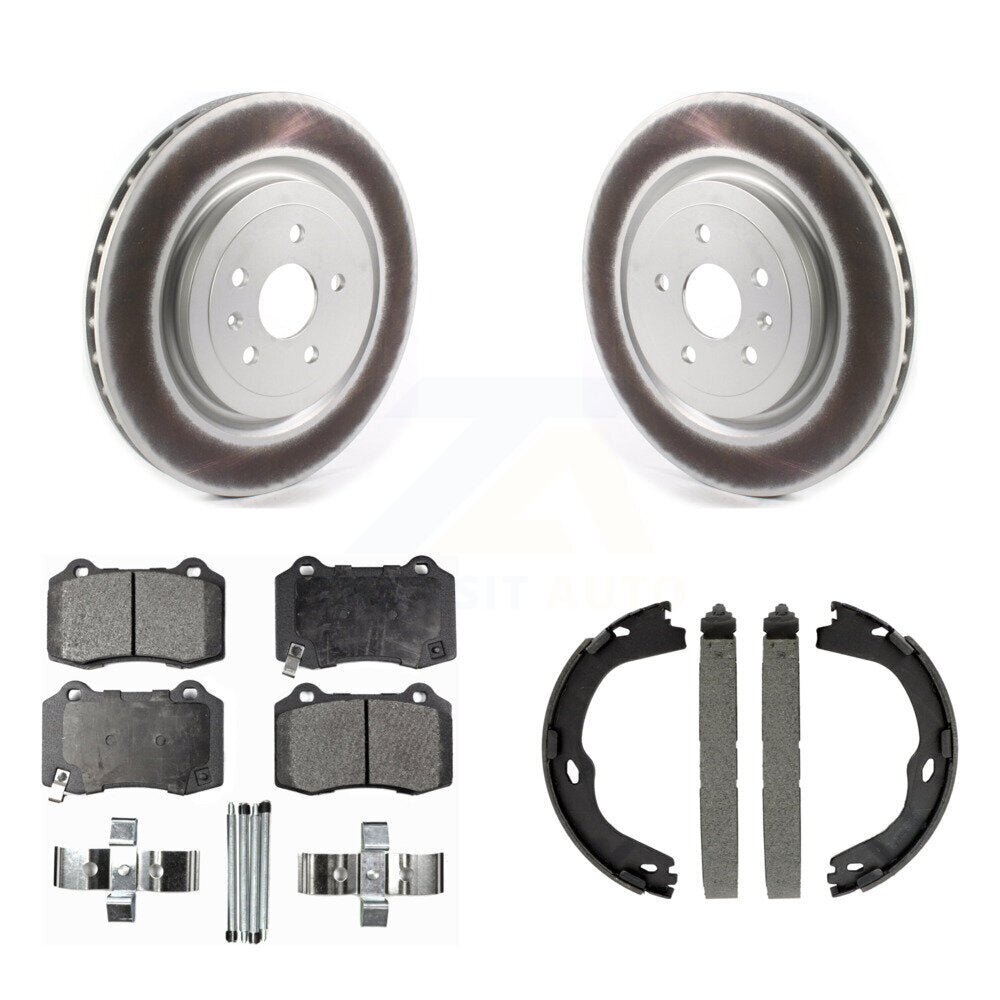 Rear Disc Coated Rotors Semi-Metallic Pads And Parking Shoes Kit For Chevrolet Camaro CTS KGF-103373