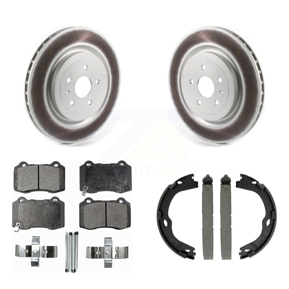 Rear Disc Coated Rotors Semi-Metallic Pads And Parking Shoes Kit For Chevrolet Camaro CTS KGF-103373
