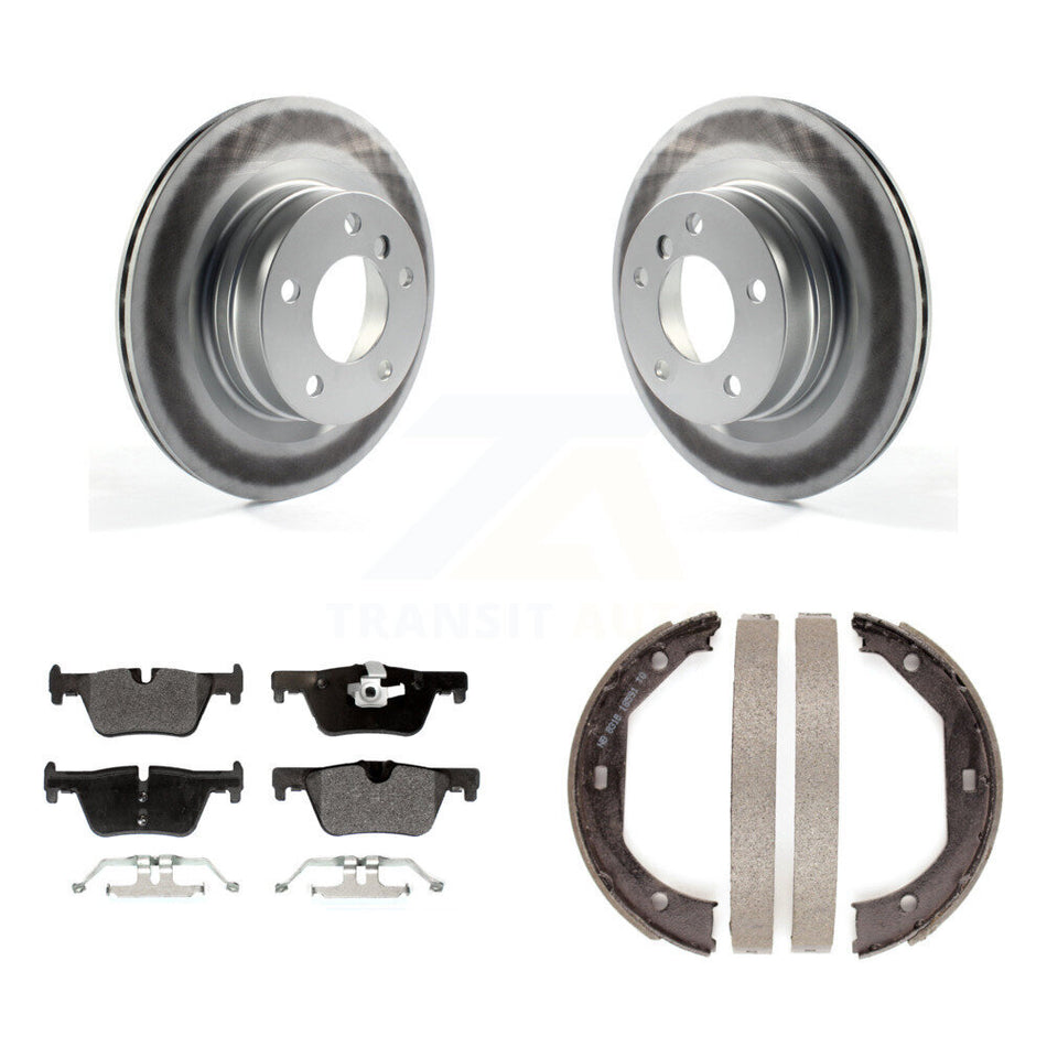 Rear Disc Coated Rotors Semi-Metallic Pads And Parking Brake Shoes Kit For BMW 328i KGF-103382