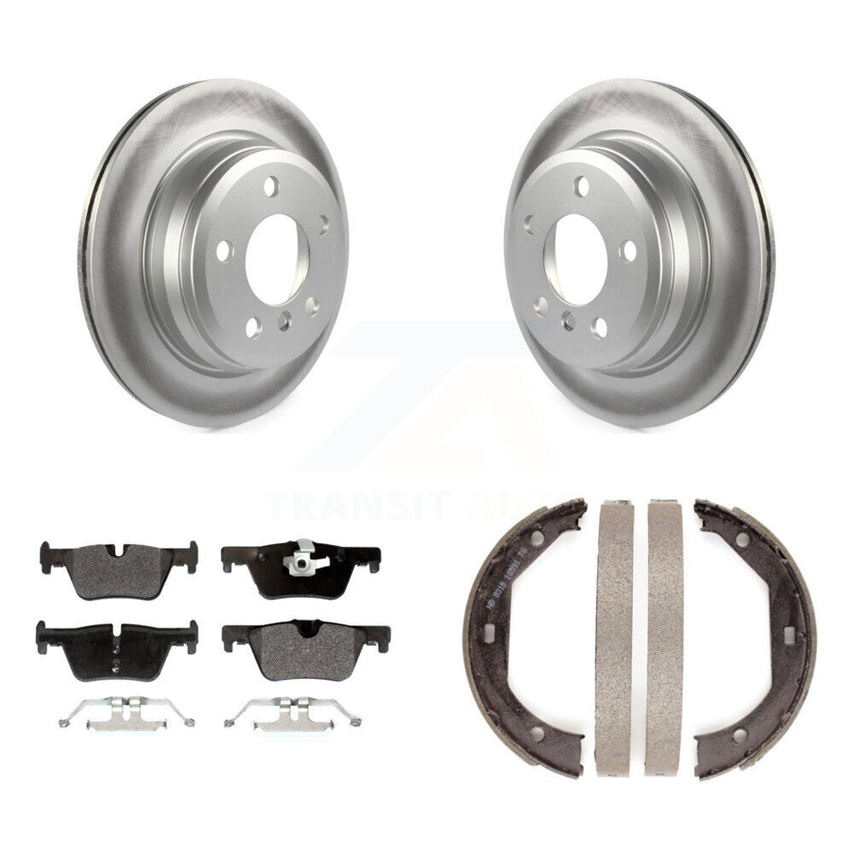 Rear Disc Coated Rotors Semi-Metallic Pads Parking Shoes Kit For BMW 328i xDrive 330i GT KGF-103386