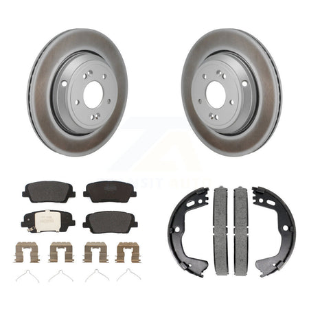Rear Disc Coated Rotors Semi-Metallic Pads & Parking Shoes Kit For 18-20 Genesis G80 3.3L KGF-103394