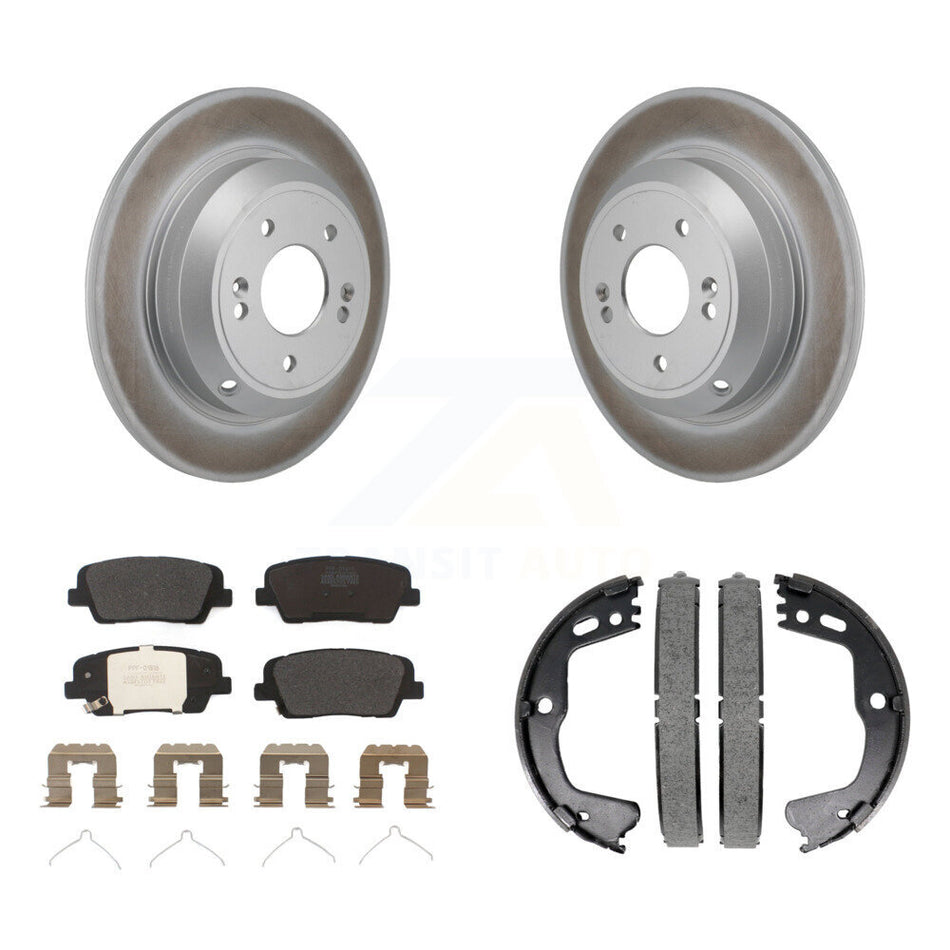 Rear Disc Coated Rotors Semi-Metallic Pads Parking Shoes Kit For Kia Stinger Genesis G70 KGF-103396