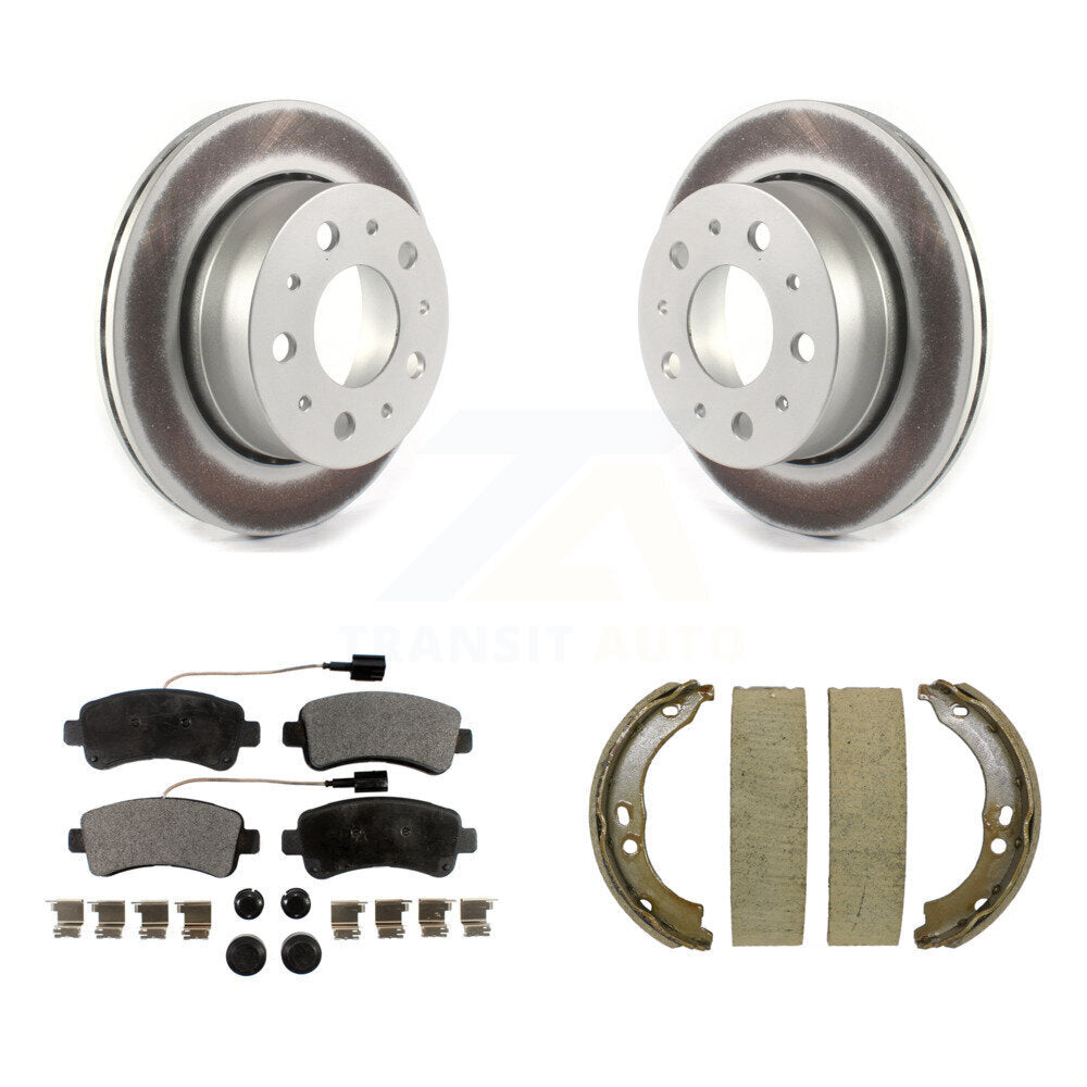 Rear Disc Coated Rotors Semi-Metallic Pads Parking Shoes Kit For Ram ProMaster 2500 3500 KGF-103397