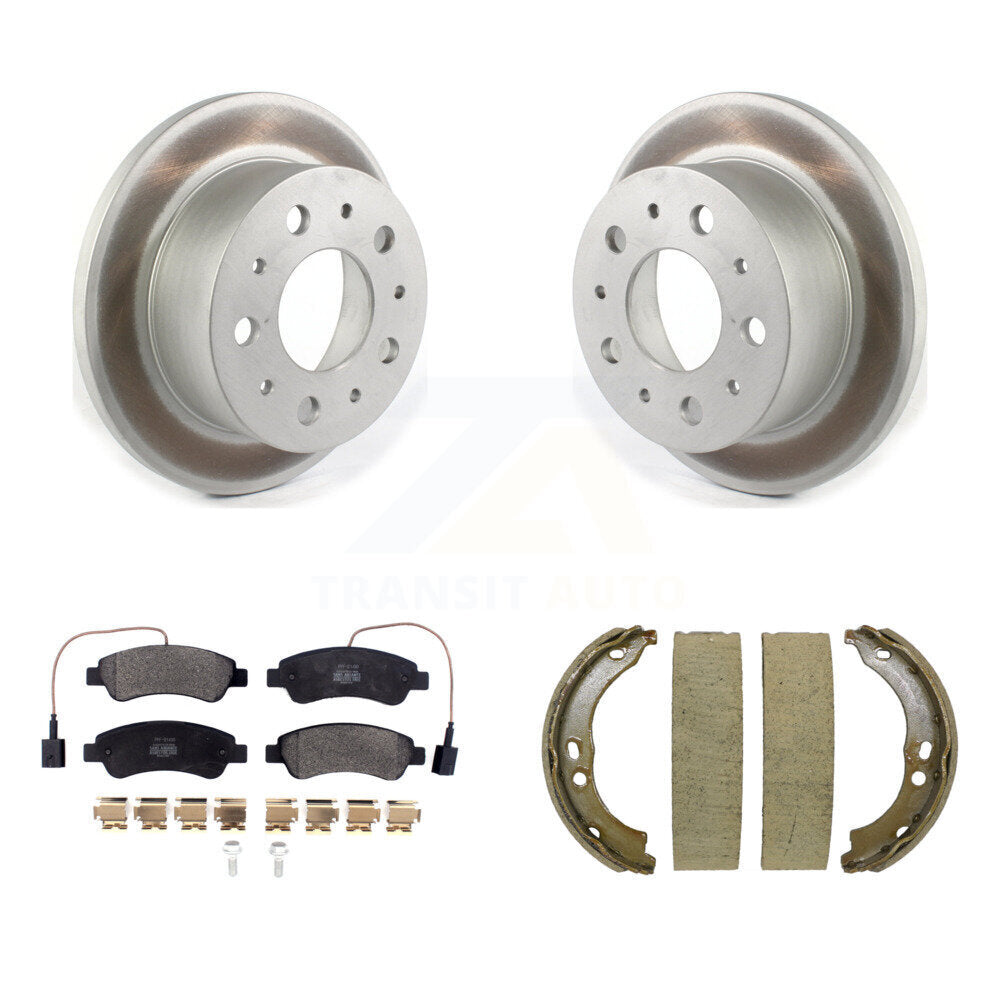 Rear Disc Coated Rotors Semi-Metallic Pads Parking Shoes Kit For Ram ProMaster 2500 3500 KGF-103398