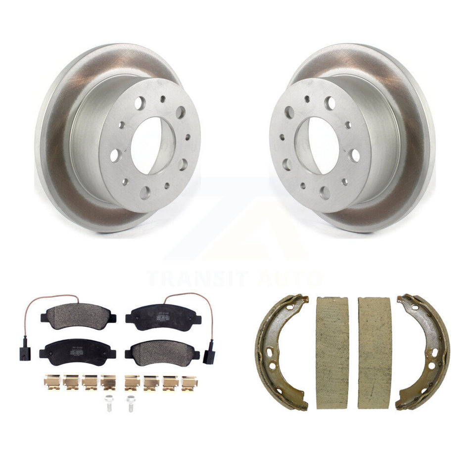 Rear Disc Coated Rotors Semi-Metallic Pads Parking Shoes Kit For Ram ProMaster 2500 3500 KGF-103398