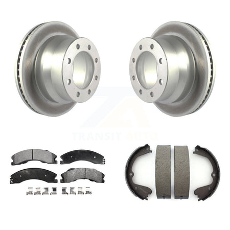 Rear Disc Coated Rotors Semi-Metallic Pads & Parking Shoes Kit For Chevrolet Express 3500 KGF-103401