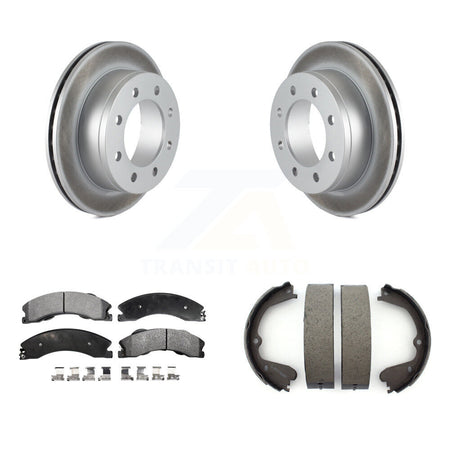 Rear Disc Coated Rotors Semi-Metallic Pads & Parking Shoes Kit For Chevrolet Express 4500 KGF-103408