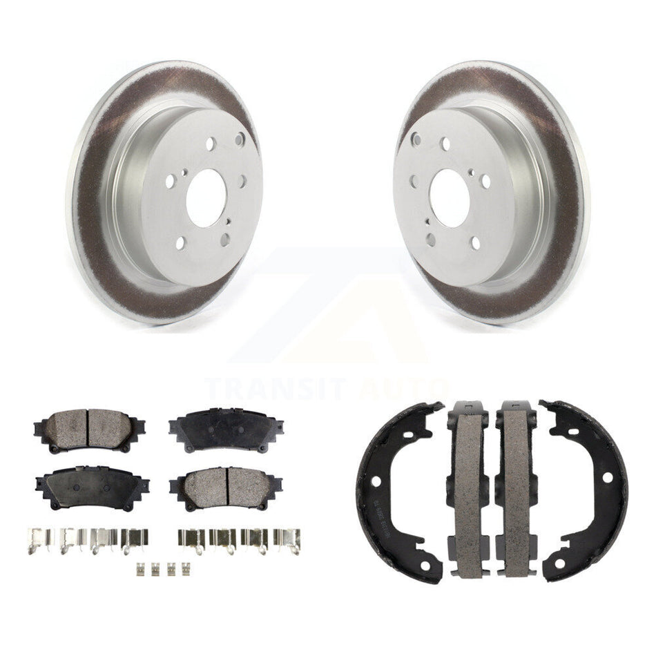 Rear Disc Coated Rotors Semi-Metallic Pads And Parking Shoes Kit For Toyota Prius V Mirai KGF-103411