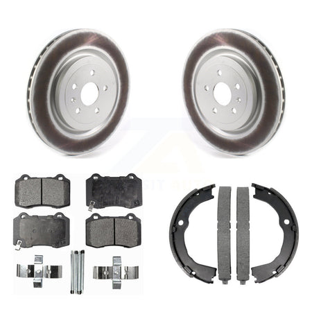 Rear Disc Coated Rotors Semi-Metallic Pads And Parking Shoes Kit For Chevrolet Camaro CTS KGF-103412
