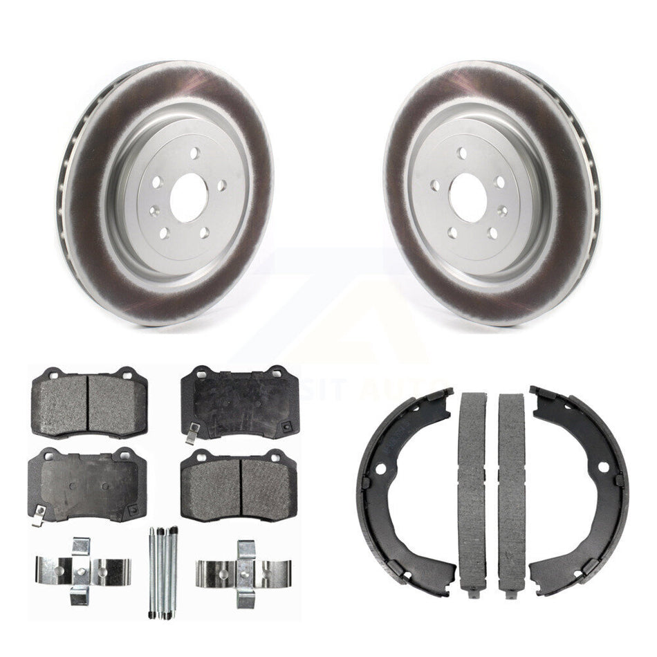 Rear Disc Coated Rotors Semi-Metallic Pads And Parking Shoes Kit For Chevrolet Camaro CTS KGF-103412