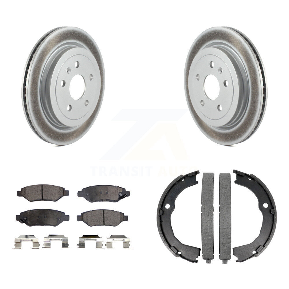 Rear Disc Coated Rotors Semi-Metallic Pads And Parking Shoes Kit For Chevrolet Camaro CTS KGF-103413
