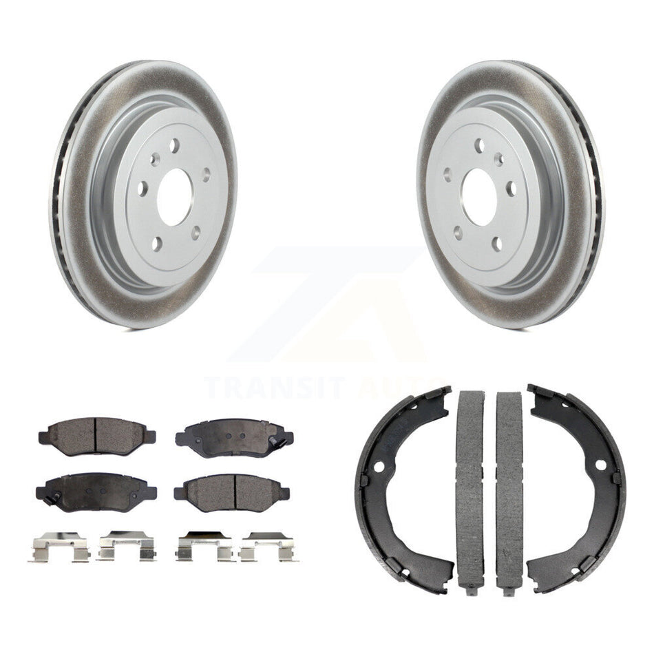 Rear Disc Coated Rotors Semi-Metallic Pads And Parking Shoes Kit For Chevrolet Camaro CTS KGF-103413