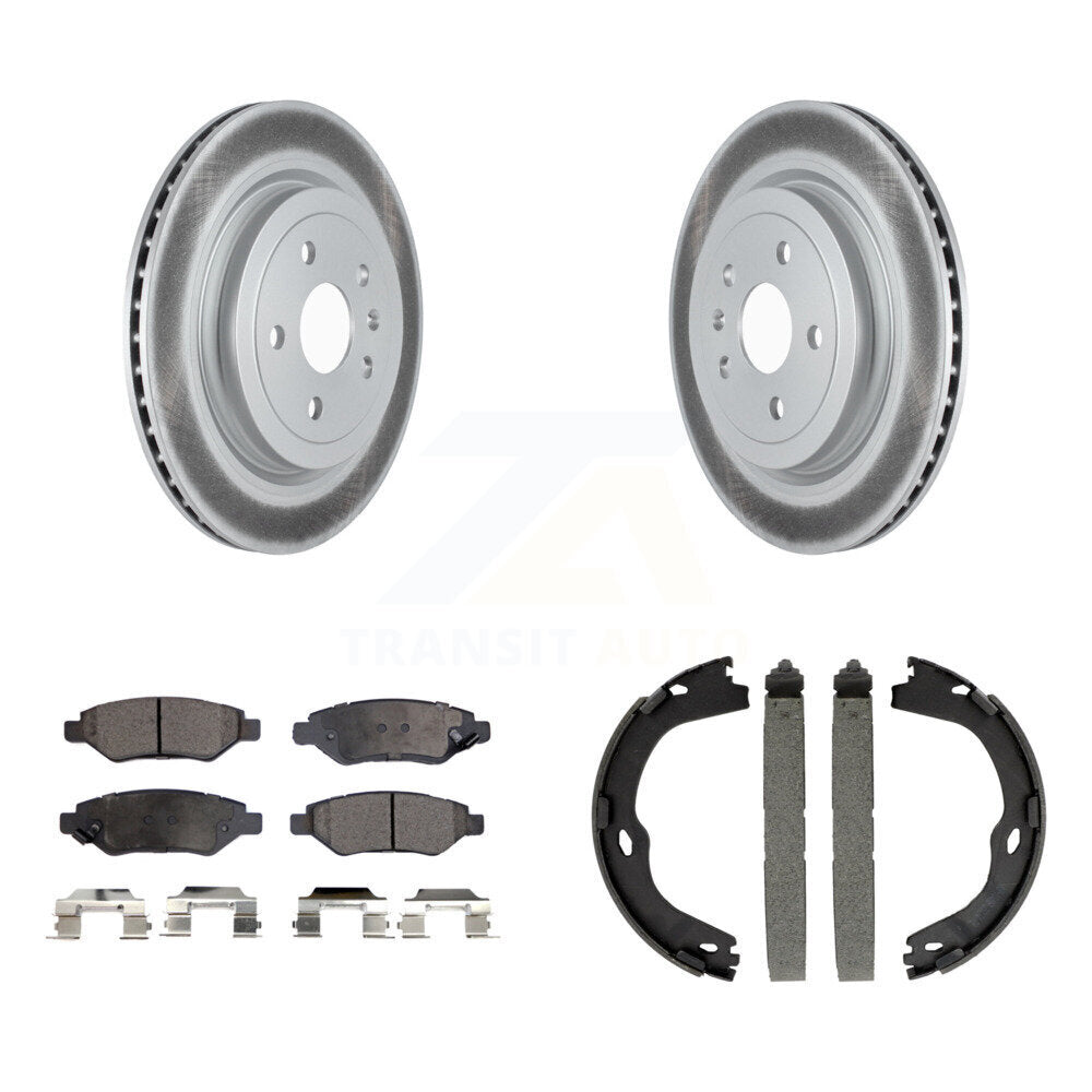 Rear Disc Coated Rotors Semi-Metallic Pads And Parking Brake Shoes Kit For Cadillac CTS KGF-103415