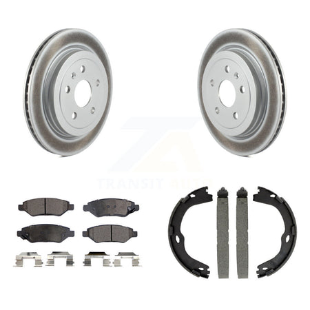 Rear Disc Coated Rotors Semi-Metallic Pads And Parking Brake Shoes Kit For Cadillac CTS KGF-103416