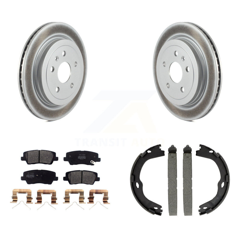 Rear Disc Coated Rotors Semi-Metallic Pads And Parking Brake Shoes Kit For Cadillac CTS KGF-103419