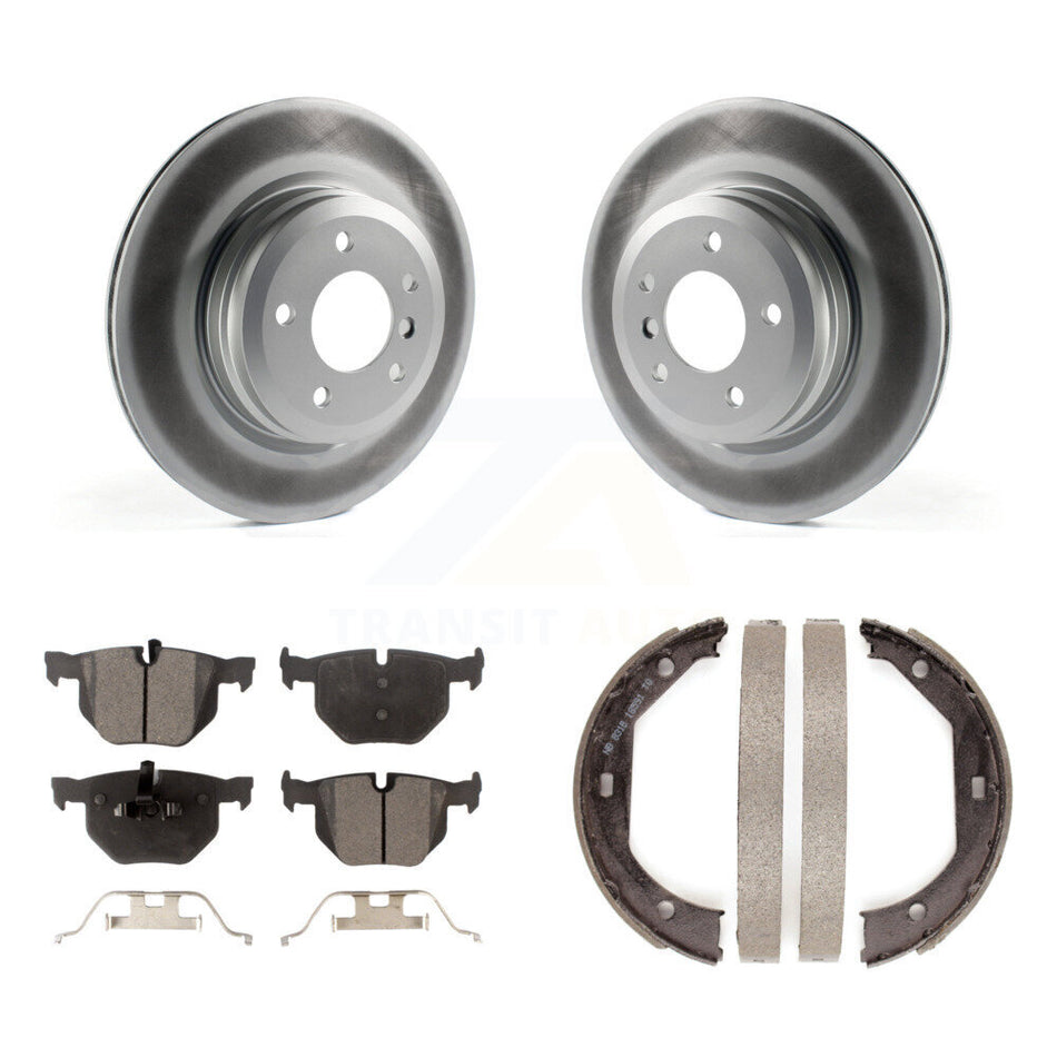 Rear Disc Coated Rotors Semi-Metallic Pads Parking Shoes Kit For BMW X1 335i xDrive 335xi KGF-103427