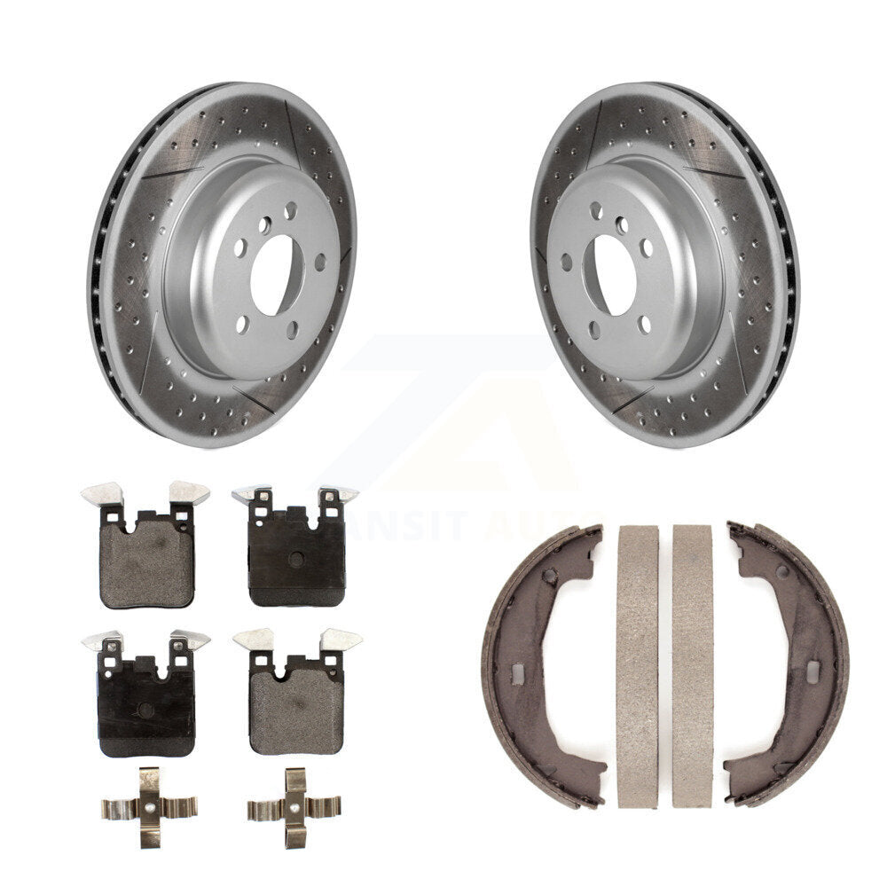 Rear Disc Coated Rotors Semi-Metallic Pads And Parking Shoes Kit For BMW 428i xDrive 328i KGF-103431