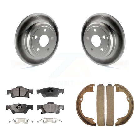 Rear Disc Coated Rotors Semi-Metallic Pads Parking Shoes Kit For Dodge Durango Jeep Grand KGF-103442