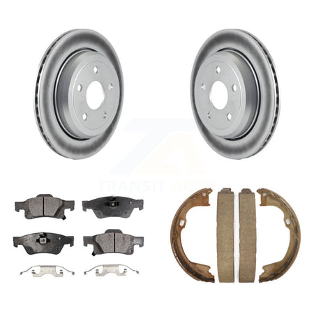Rear Disc Coated Rotors Semi-Metallic Pads & Parking Shoes Kit For Jeep Grand Cherokee WK KGF-103443
